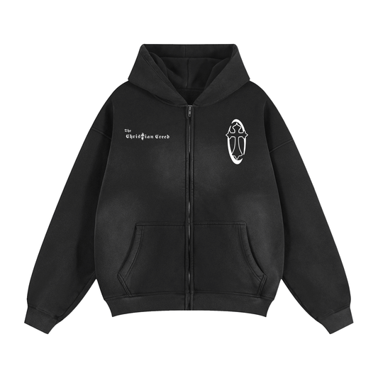 TCC "CONQUER" Zipper Boxy Fleece Hoodie